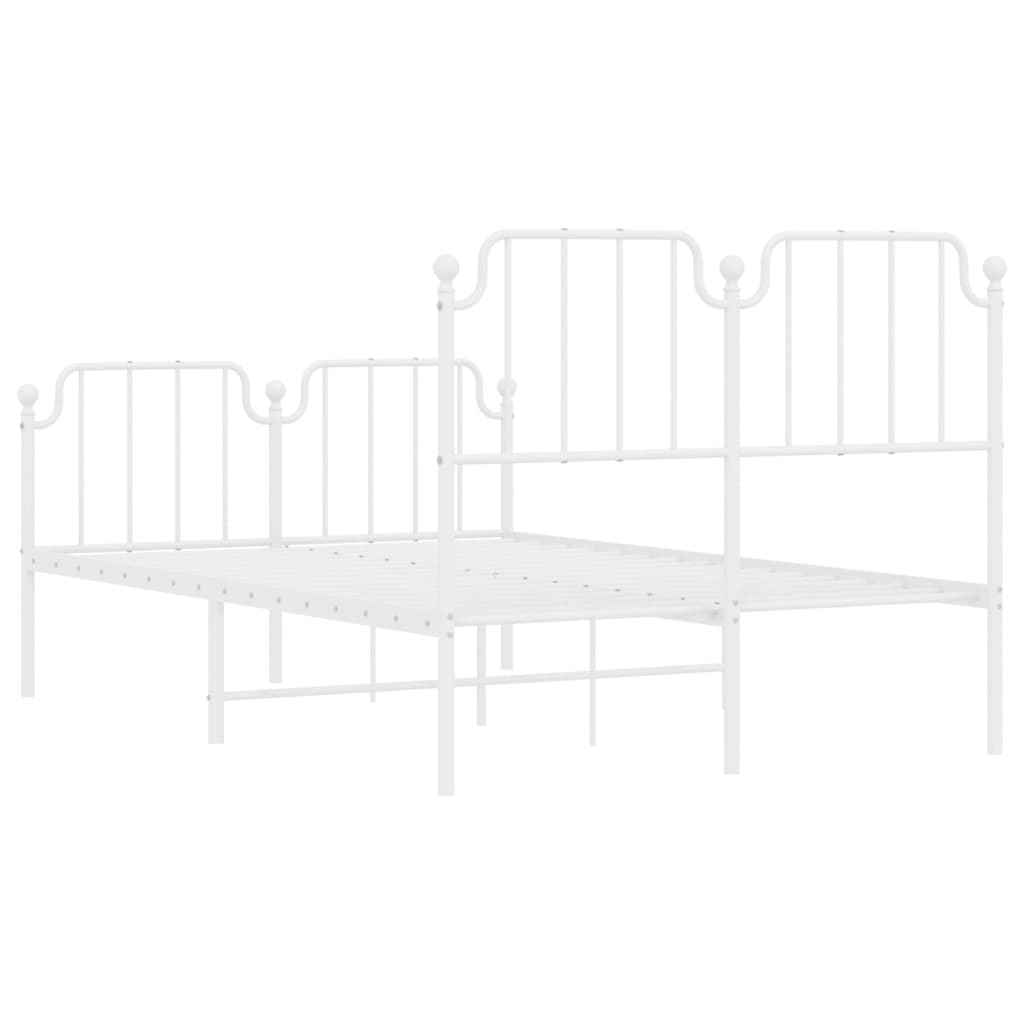 Metal Bed Frame with Headboard and Footboard White 120 x 200 cm