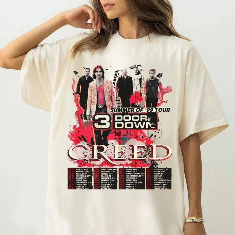 Футболка с логотипом Creed Wallen Concert Tour, Мерч группы, Футболка Unisex с логотипом Summer Of  99 Tour L