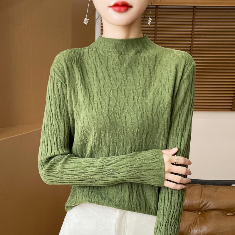 Autumn and Winter Pullover Sweater Women's Half-high Neck Knit Slim Bottoming Shirt