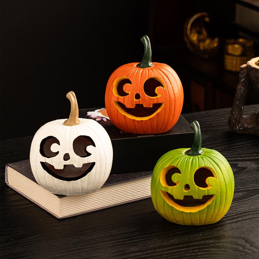 Multiple Colors Funny Halloween Decor Ornament Prop Pumpkin Lovely Desk Statues Sculpture Home Christmas Party Figurines Toys