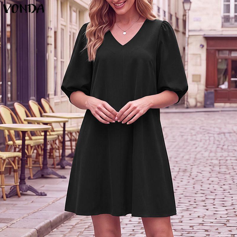 vonda lady dress Women Summer V Neck Short Sleeve Dresses – buy the best products in the Ayzeze online store outsidelands