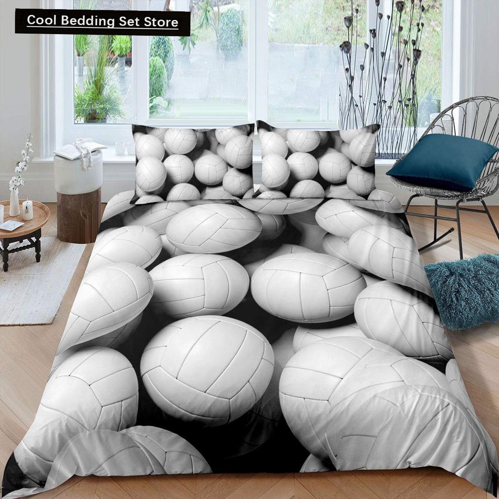 Set Lenjerie de Pat Volei Sporturi King Queen Husă de Plapumă Tematică Minge Foc și Apă Husă de Plapumă Poliester Husă de Pilotă