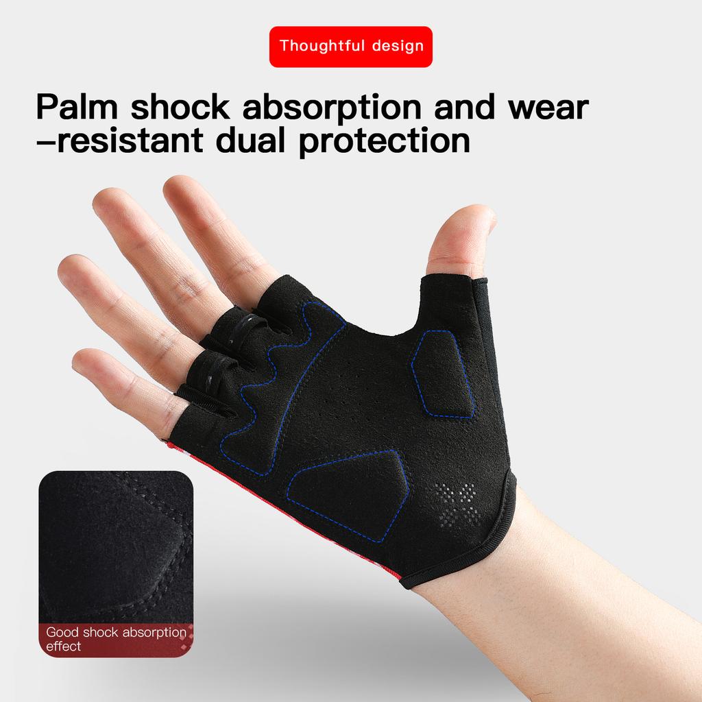 Gloves Breathable Short Finger Cycling Gloves, Thickened Palm Pad, Shock-Absorbing And Anti Slip Outdoor Sports Gloves