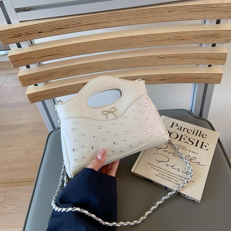 

New fashion women s bag retro niche shoulder bag personalized trend chain crossbody small square bag белый