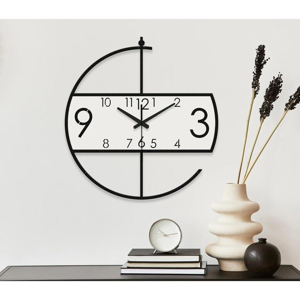 Large World Map Wall Clock, Metal Minimalist Modern Clock, Round Silent Non-Ticking Battery Operated Wall Clocks for Living Room/Home
