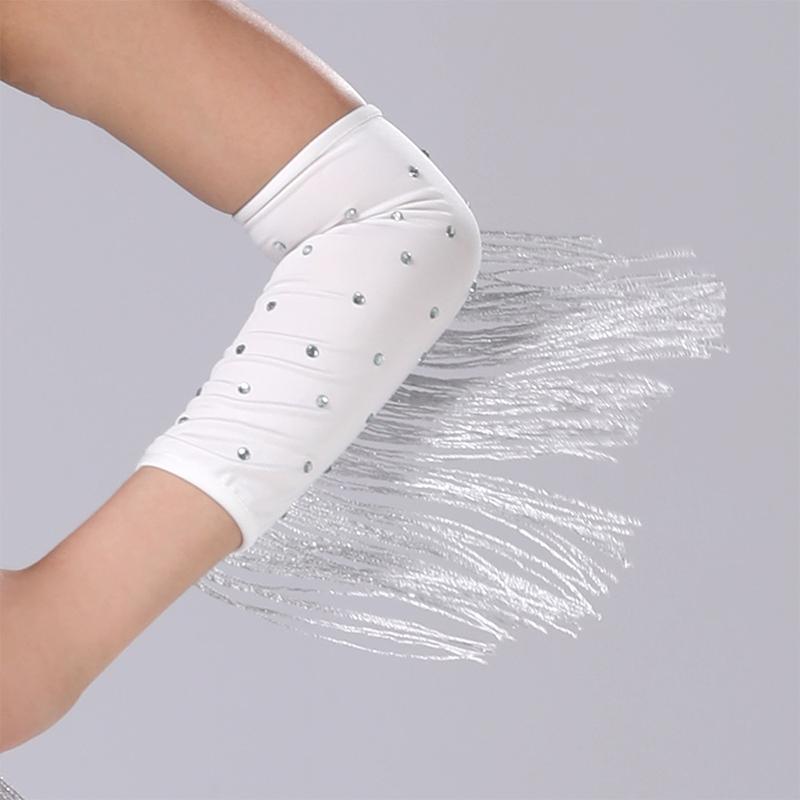 Women Latin Dance Stage Outfit Fringed Sleeves Shiny Rhinestone High Elastic Slim Fit for Dance Performance Competition Party Events