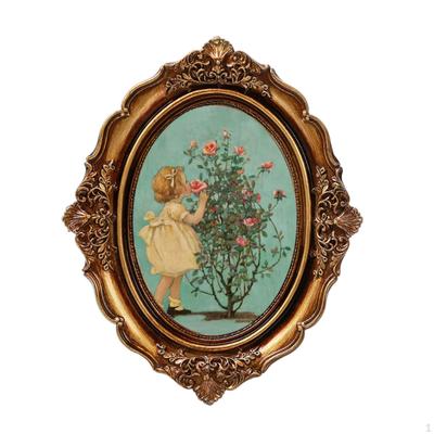 Classic Picture Frame Photo Display Stand, Vintage Oval Resin Gallery Art for Home Decoration