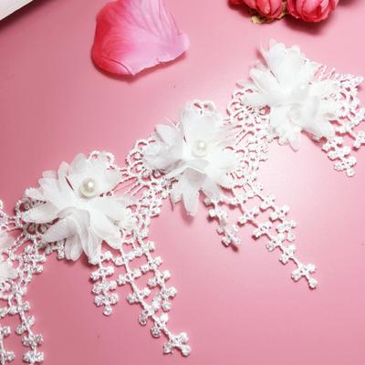 Polyester Leicht Wasserlöslich Barcode Chiffon Gebrannte Blume Perlen Blume, Maisbart Fransen Spitze, Kinderbekleidung Damenschmuck DIY