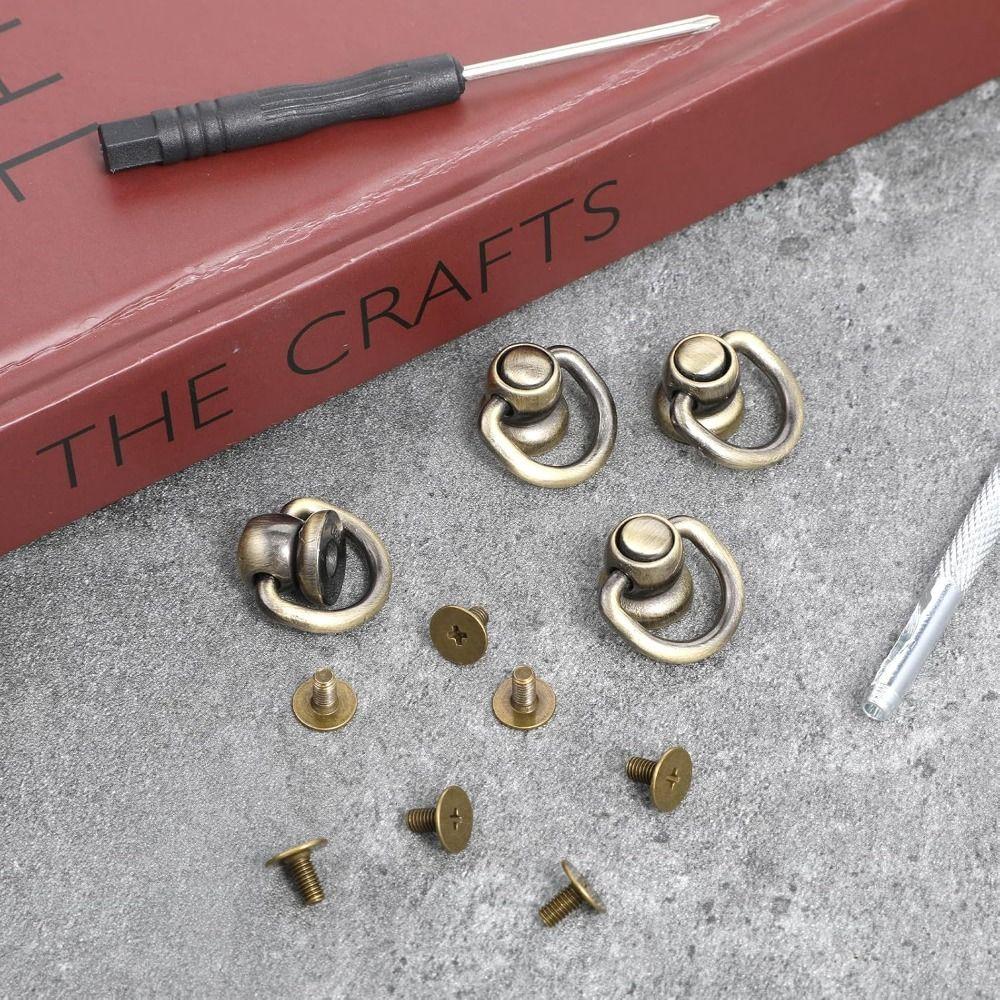 10pcs Matte D Ring Rotatable Stud Rivets Screws Fashion Stud Screw Kit Wallet