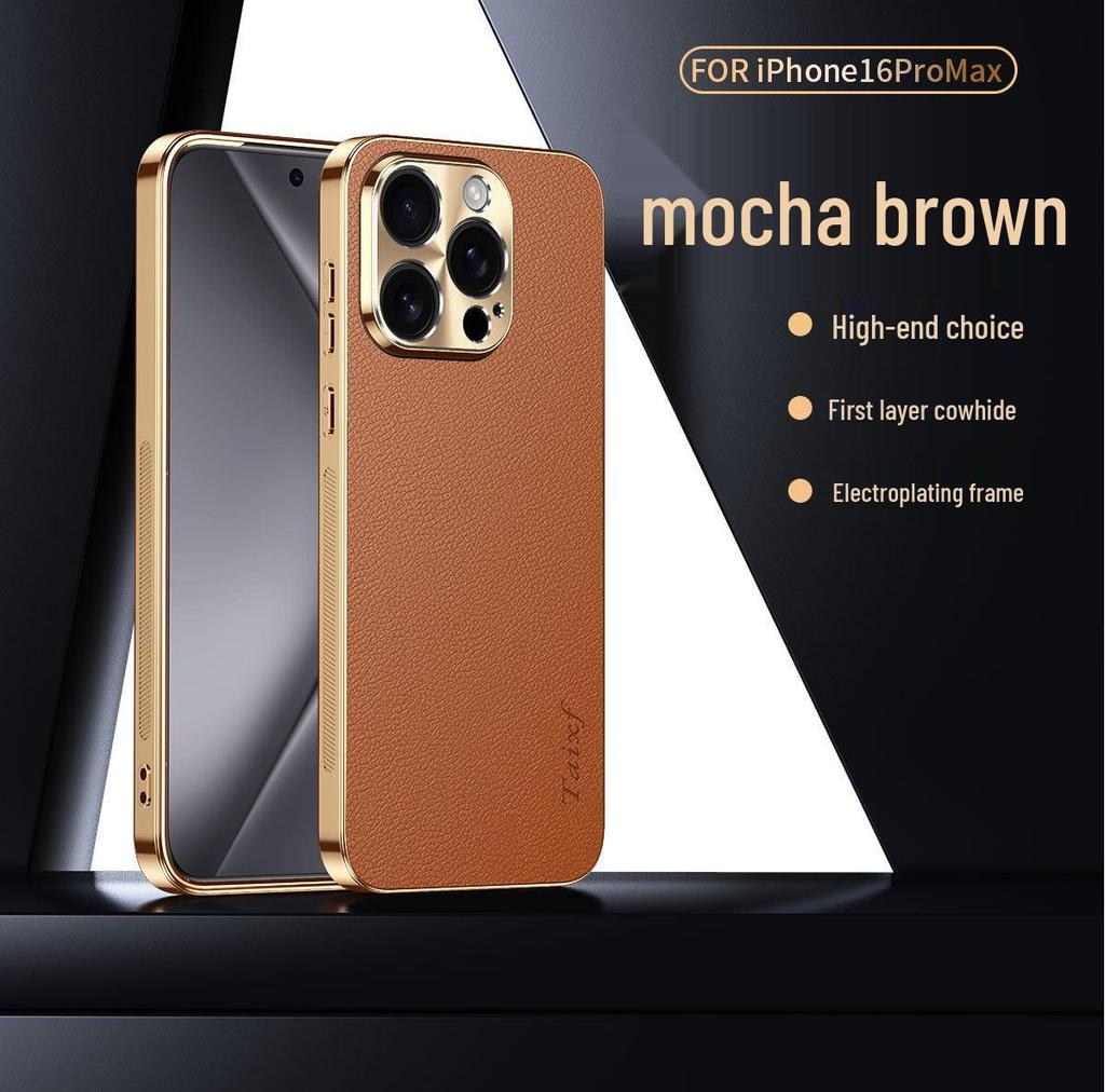 Electroplated Lychee Pattern Case for iPhone 14, 15, 16 Pro, and 17 - Precision Fit, Stylish Design
