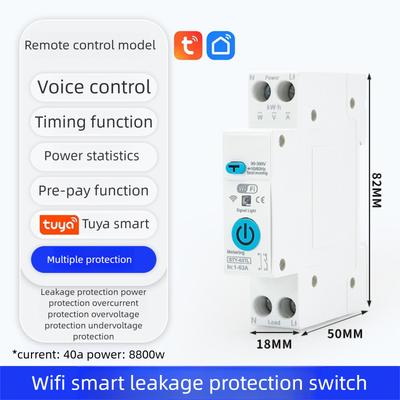 Smart WIFI DIN Smart Switch 1P40A With Metering For Tuya Remote Control Home Circuit Breaker With Metering Breaker Security Protect TuyaAPP