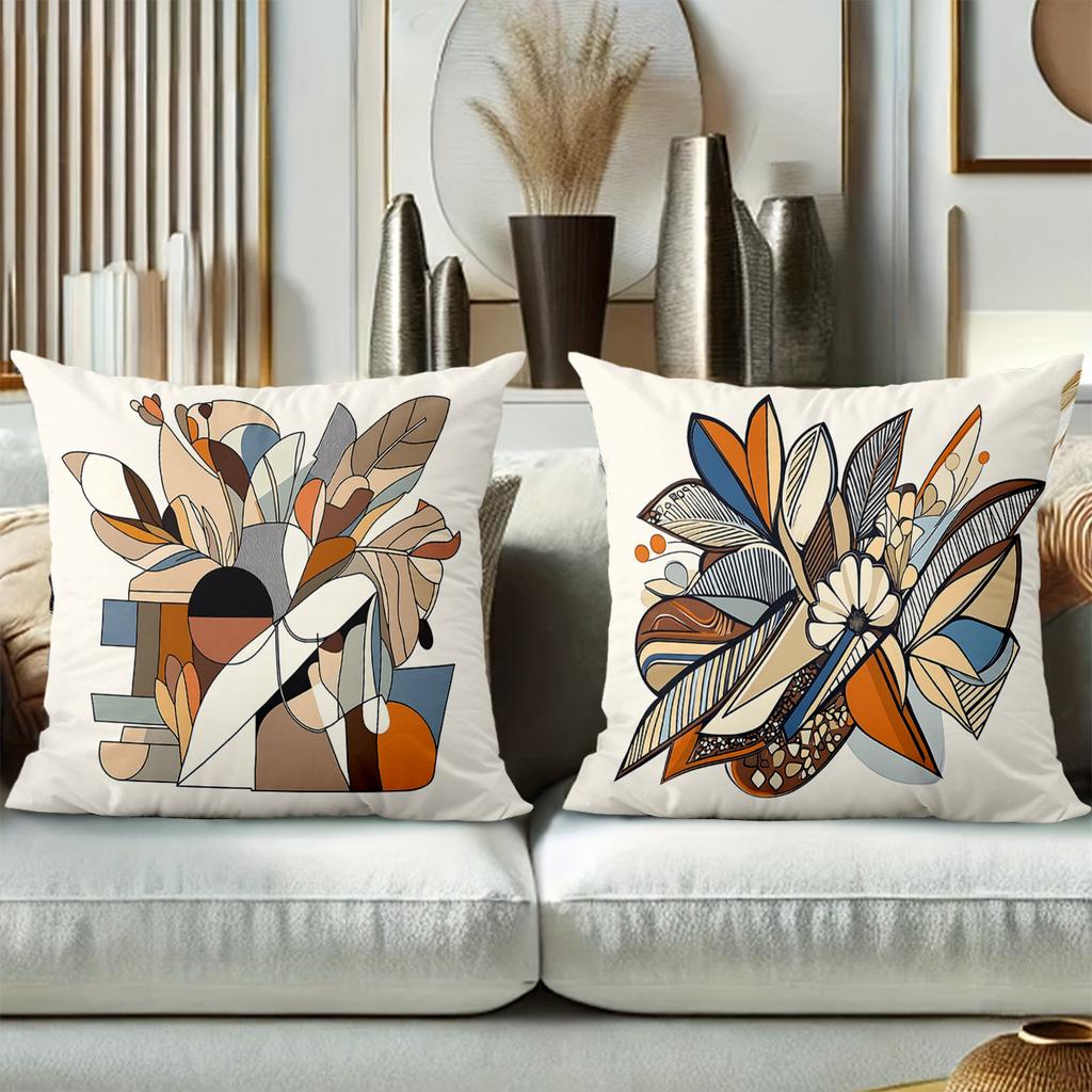 Modern Abstract Floral Pattern Decorative Cushion Covers Polyester Pillowcase, Sofa Decorative Cushion Cov Headboard Pillow