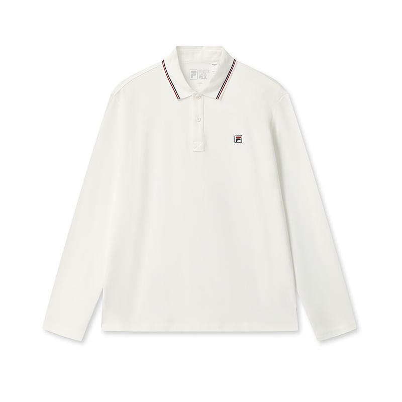 

FILA Heritage Fashion Simple Classic Casual Business Everyday Versatile Comfortable Knitted Long Sleeve Polo Shirt Men tops F11M548223FWT M