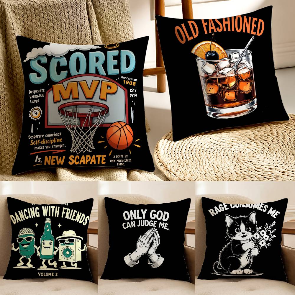 American Vintage Print Pillow Case Anti-dustmite Invisible Zipper Sofa Bed