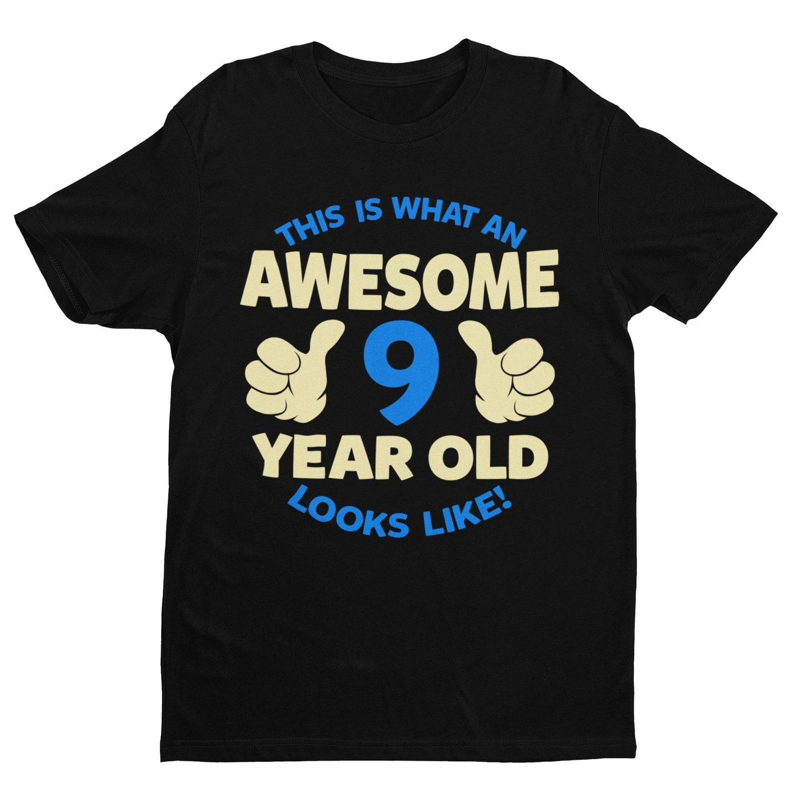 Boys 9th Birthday T-Shirt, Awesome Nine Year Old Design 3XL