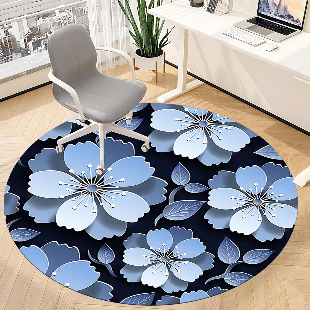 1pc Floral Pattern Office Round Rug, Non-slip, Soft and Durable Office Rug for Interior Decoration, Perfect for Office, Beautiful Decoration yy2603120