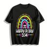 Happy Pi Day 3.14 Math Lover Rainbow Print Casual T-Shirt Pure Cotton T-shirt