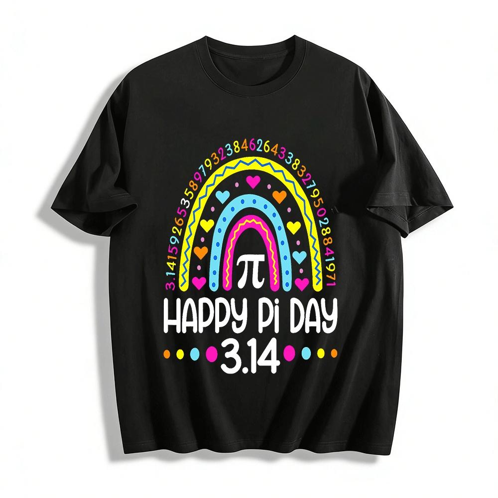 Happy Pi Day 3.14 Math Lover Rainbow Print Casual T-Shirt Pure cotton T-shirt XXS