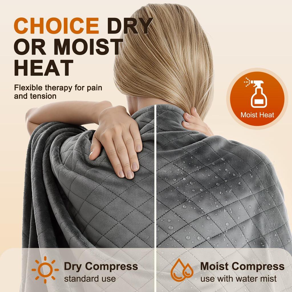 Heating Pad for Back Pain & Period Cramps - XL 35"x20" Electric Heating Pads for Neck, Shoulder and Full Body Relief, Moist and Dry Heat, Soft