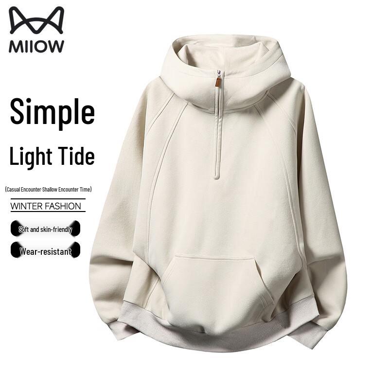 MaoRen Unisex Heavyweight Half-Zip Hooded Sweatshirt