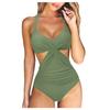 Women Front Cross Cutout  Swimsuit  High Waisted Monokini Bathing Suit