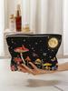 1pc, Mushroom Forest Pattern Corduroy Zipper Makeup Bag, Lightweight Multi Functional Makeup Storage Bag