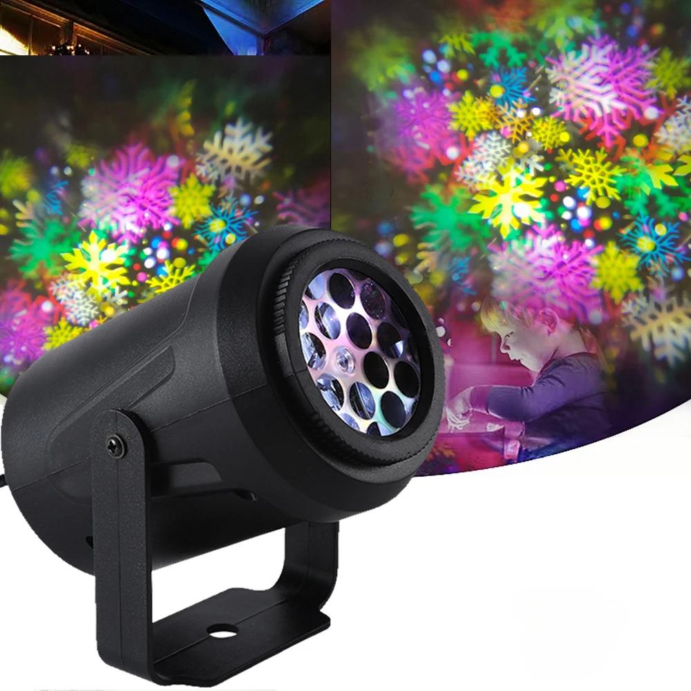 Proiector cu fulgi de zăpadă de Crăciun Lumini LED pentru dormitor, lampă de proiecție cu zăpadă dinamică, albă, rotativă, ornamente de interior de Anul Nou