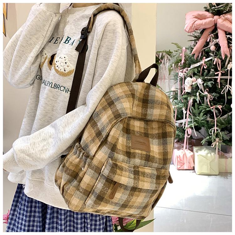 Autumn/Winter 2025 Dachshund Plaid Backpack for Middle & High School & College Students