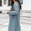 Autumn Winter mid-length Solid Color Women Outerwear Lapel Woolen Coat