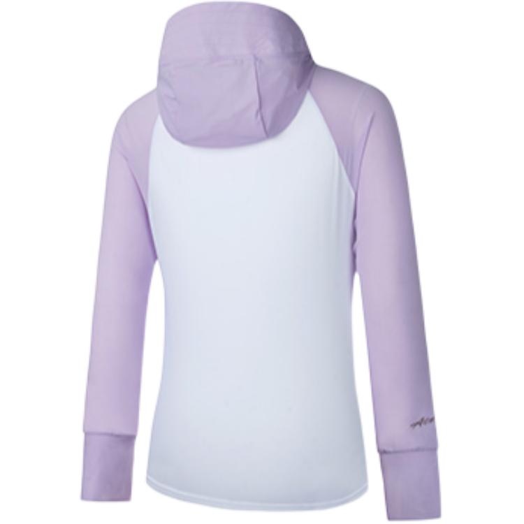 Anta Knitted Breathable UV Protection Face Covering Jacket Women Jackets Snow-White Light-Mist-Purple 162437719-2