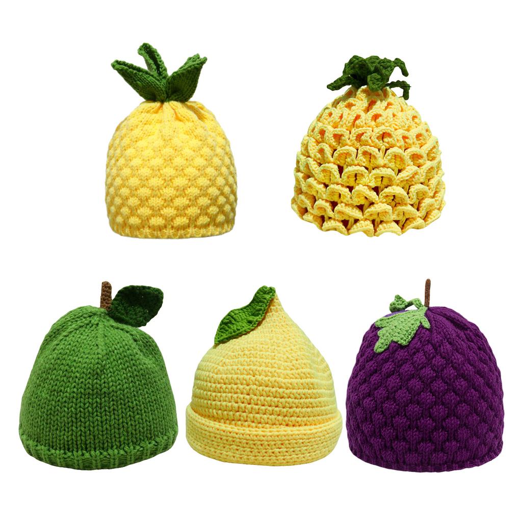 Cappello senza tesa a forma di frutto in maglia dolce Cappello invernale caldo per donna ragazza Copricapo fatto a mano all'uncinetto Accessorio per festa di Halloween