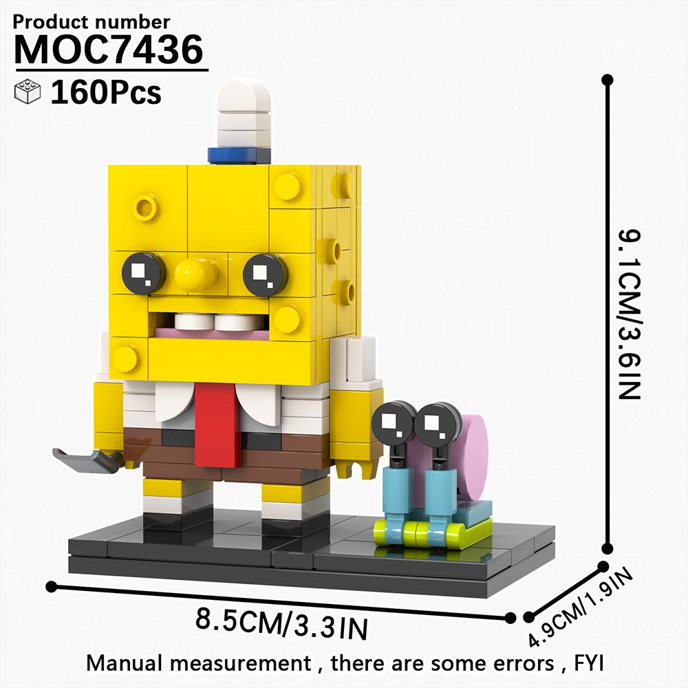 MOOXI Various Cartoon Movie SpongeBobed Stitched BrickHeadzed MOC Brick Model Kit DIY Children Toy Building Block Set Adult Gift