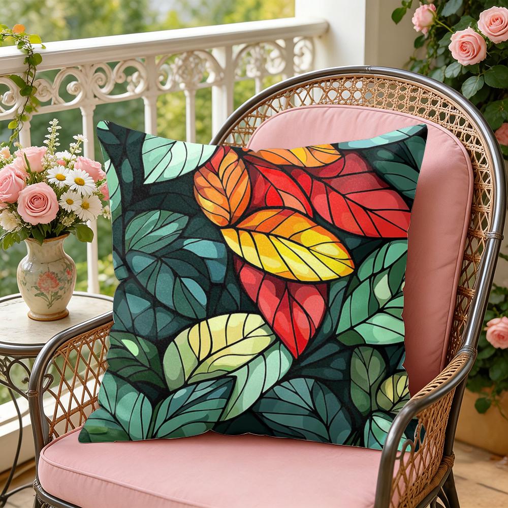 Classic Leaf Glass Cushion Cover Soft Plush Throw Pillow Cover  DoubleSided Decorative Cushion Case  Sofa Bedroom Home Decor