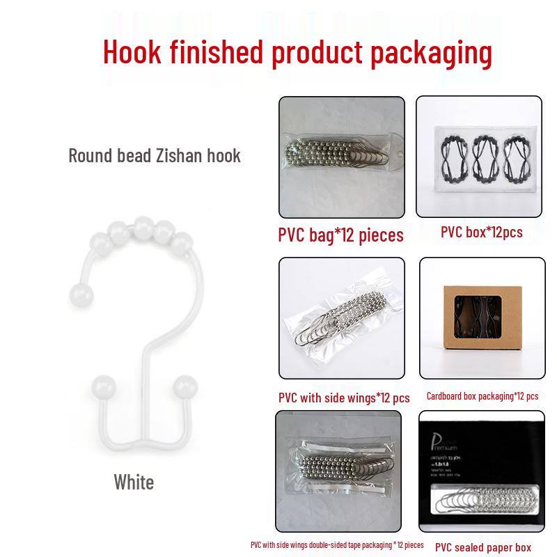 Stainless Steel Double-Sided Bath Curtain Hooks, Tool-Free Install, Sliding J-Hook Design