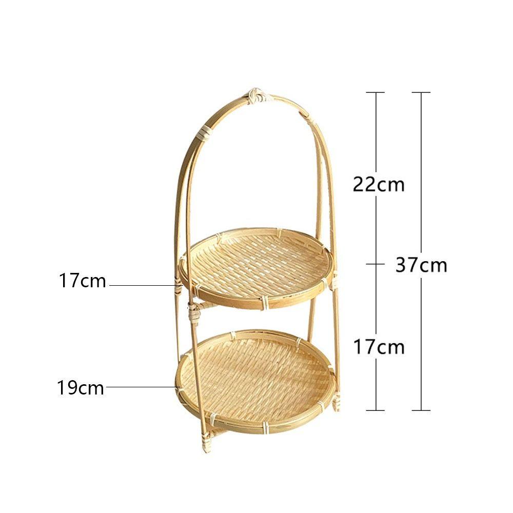 Round Bamboo Weaving Baskets 1/2/3 Tier Storage Baskets Snack Display Stand Kitchen Decorate