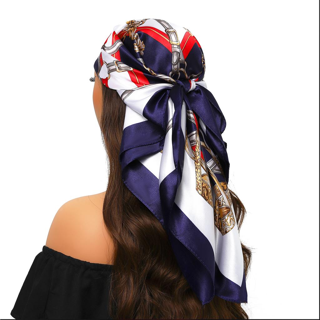 Silk Scarves Women Luxury Brand Summer Fashion Designer Head/Hair Scarf 90*90cm Hijab Bandana Cheveux Foulard Femme 90X90CM
