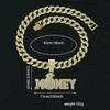 New Men's Full Diamond Chain Hip Hop Style Personalized English MONEY Pendant Necklace