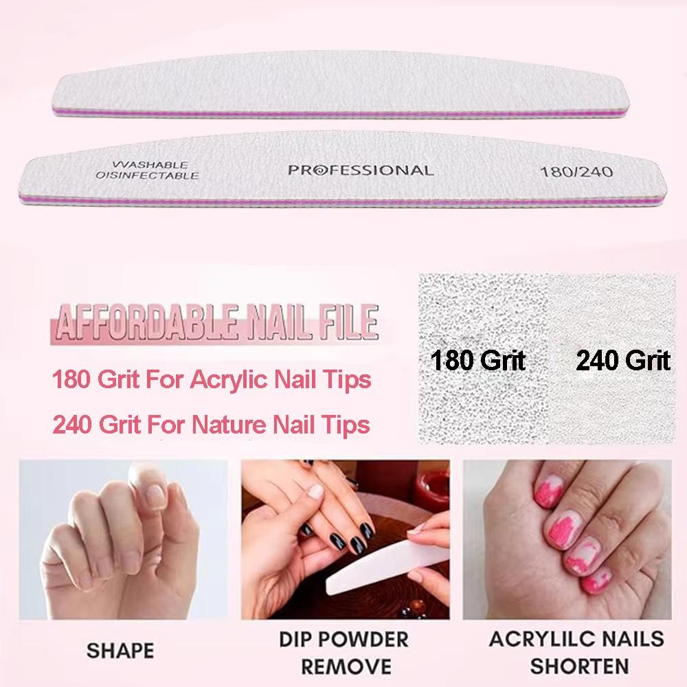 5/10Pcs Banana Nail Files Set 180/240 Grit Sandpaper Sanding Nails Buffer File Professional Supply Manicure Accessories And Tool