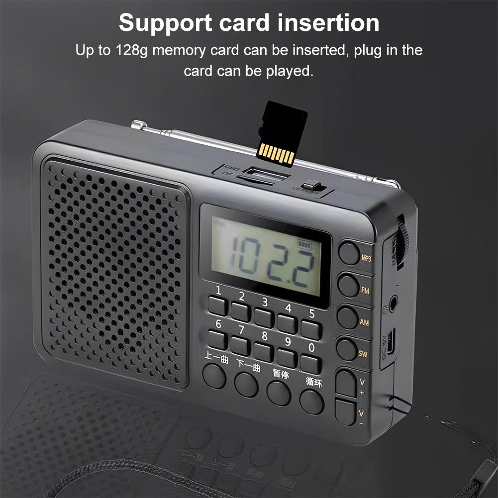 Pocket Radio with LED Screen Display MP3 Music Player Support TF Card USB Drive for Home Outdoor Gifts for Seniors Elderly