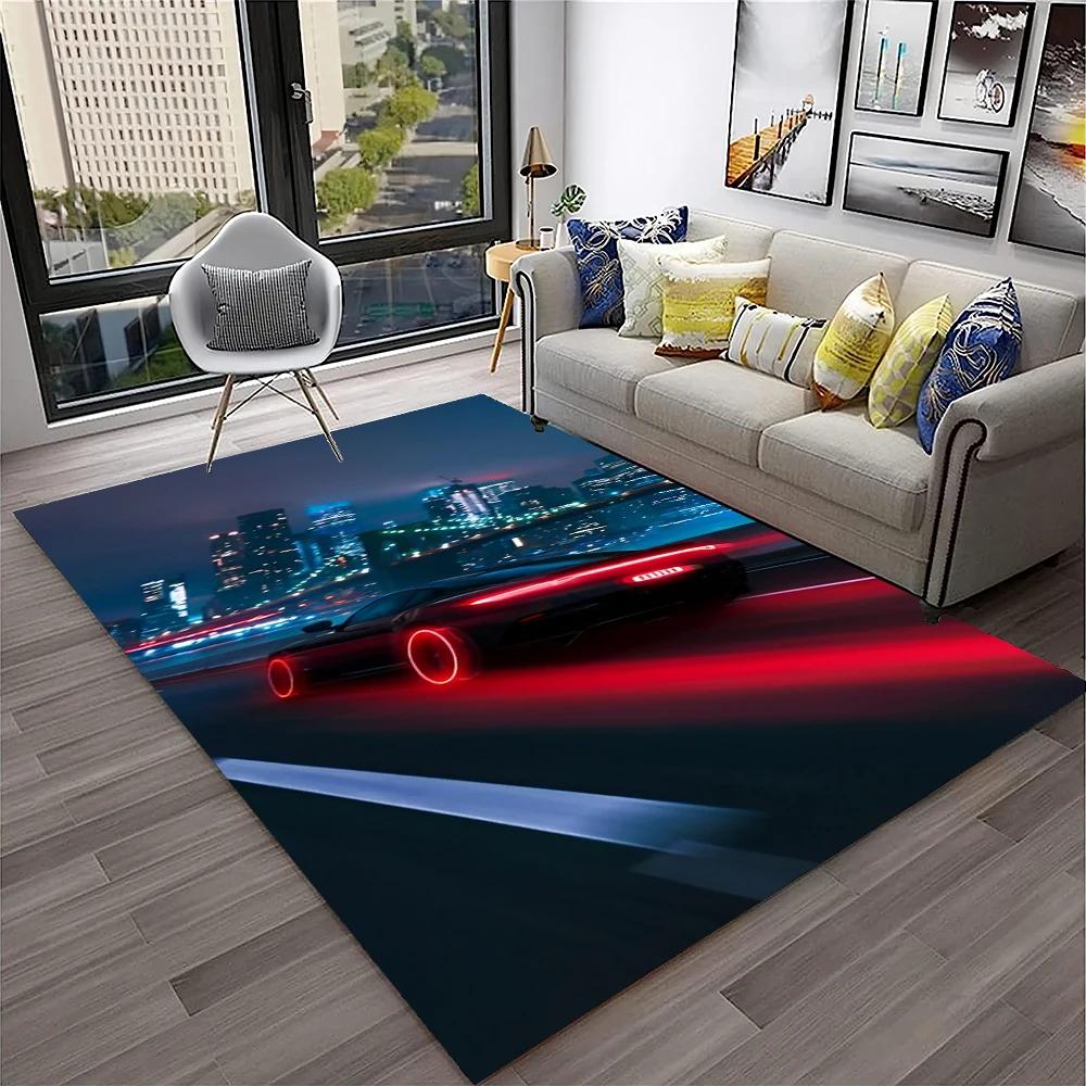 Racing Car Sports Car Carpet Rug for Home Living Room Bedroom Playroom Sofa Doormat Decor,Kids Game Area Rug Non Slip Floor Mat