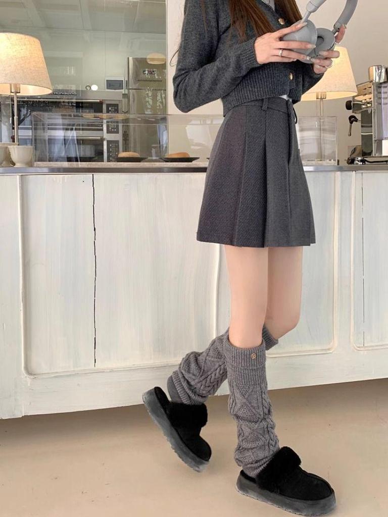 Neuer High-Waist Minirock aus dicker Wolle mit Falten in A-Linie für Damen für Herbst/Winter - Anti-Exposition, Schlankmachend, Modisch.