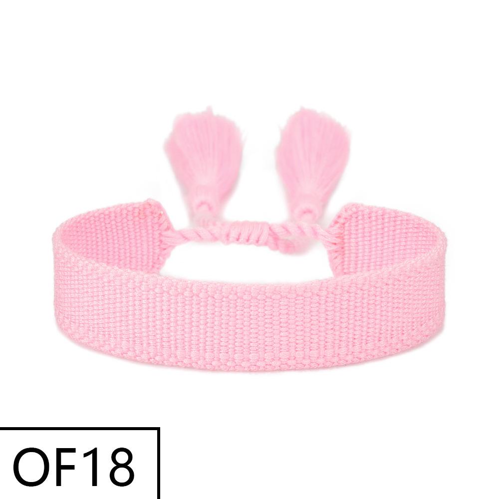 Embroiderable Polyester Cotton Letter Tassel Bracelet for Women – 1.5cm Woven Wristband