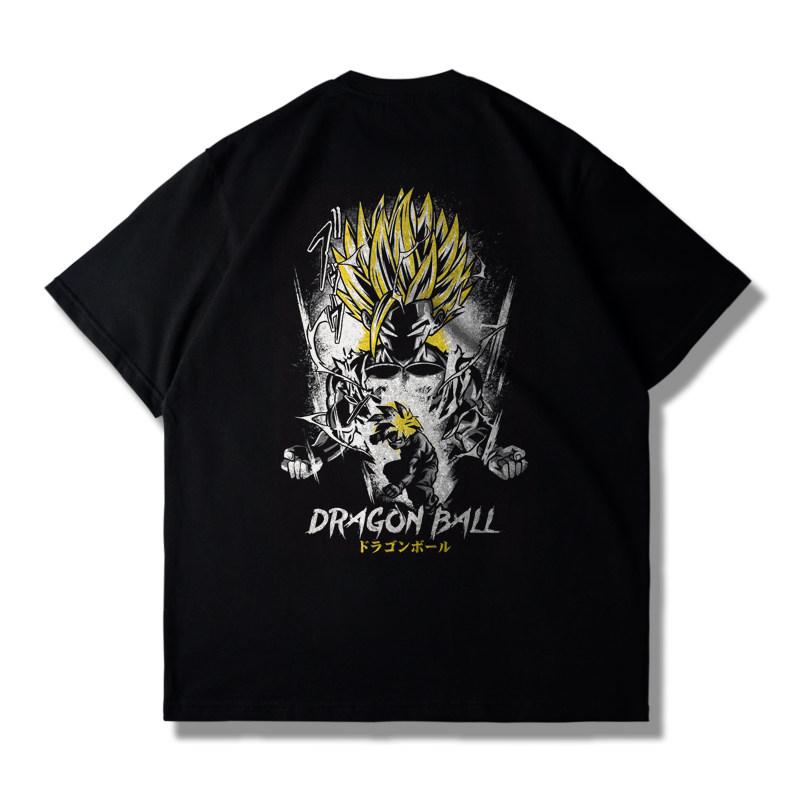 Dragon Ball Saiyan Tshirt Summer Loose Mens and Womens Short Sleeved Tshirt Wukong Beijita Tranx Trendy Top