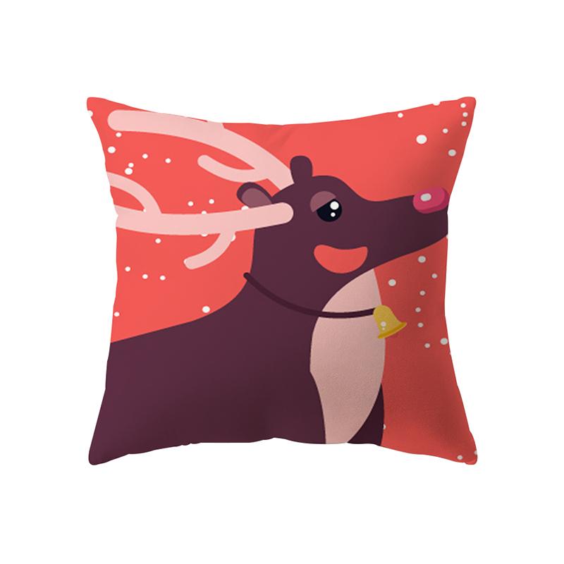 Merry Christmas Snowman Print Pattern Cushion Cover Home Living Room Sofa Decoration Square Polyester Pillow Pillow Cover