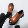 Fashion Brand Men's Comfortable Thick Soled Legged Loafers 2025 Fashion New Men's Round Head Breathable Cowhide Casual Leather Shoes