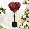 29.5 Inch Heart Shaped Artificial Trees Topiary Faux Artificial Boxwood with Pot and Bow Tie for Indoor Outdoor Home Porch Decor
