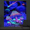 Psychedelic mushroom fluorescent tapestry luminous hanging cloth decoration  interior  under ultraviolet light
