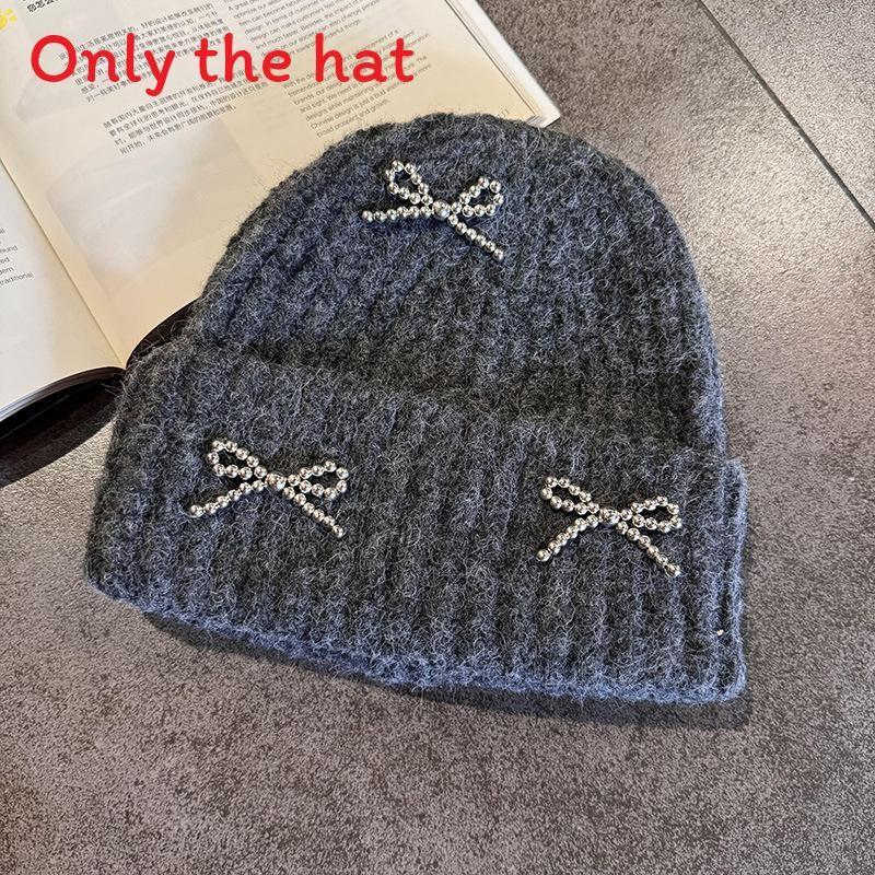Fashion Solid Color Bow Decoration Women Casual Knitted Hat Autumn And Winter