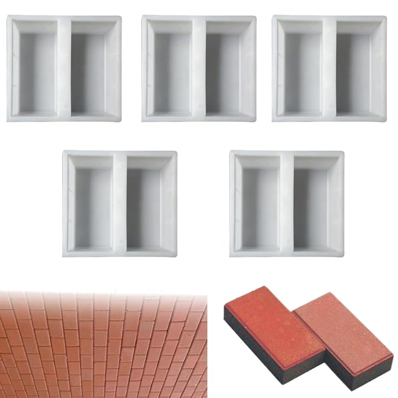 5 Pcs Brick Template DIY Paving Mould Concrete Block Mold DIY Path Maker Portable Corridor Concrete Driveway Stone Path Mold for Garden Yard Parts