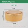Kraft Paper Disposable Bowl - Ideal for Rice, Salad, Lunch, Takeout, Fast Food, and Fruit.